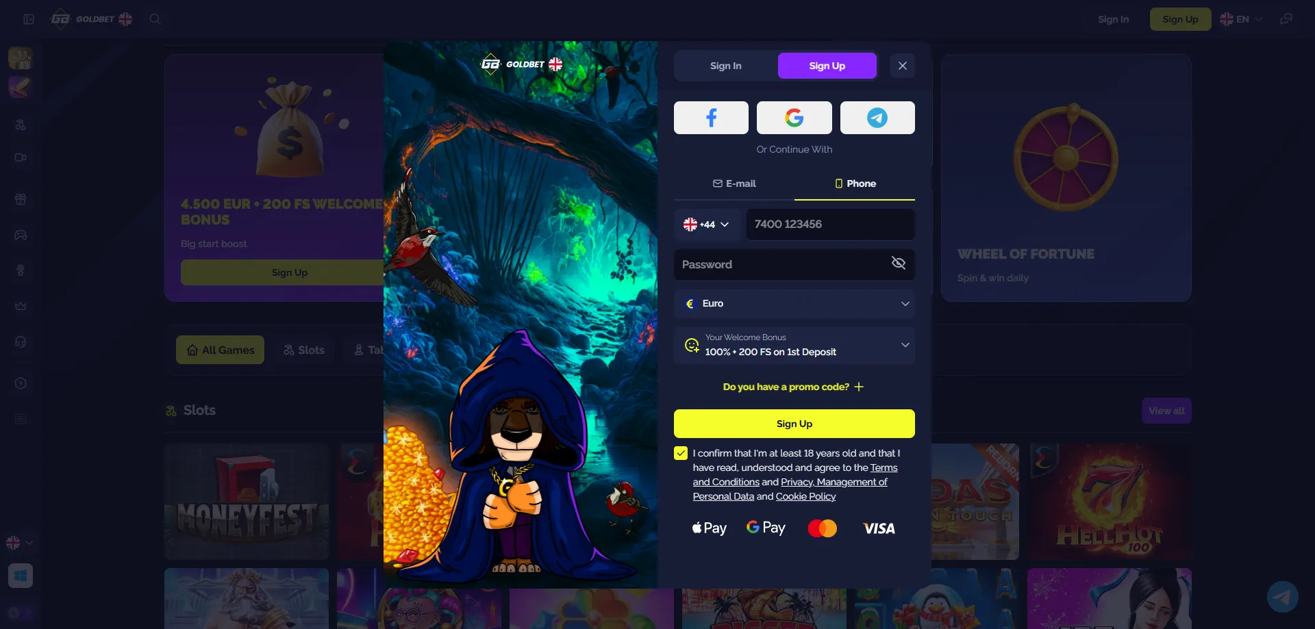 التسجيل في Goldbet &mdash; إنشاء حساب جديد في تونس